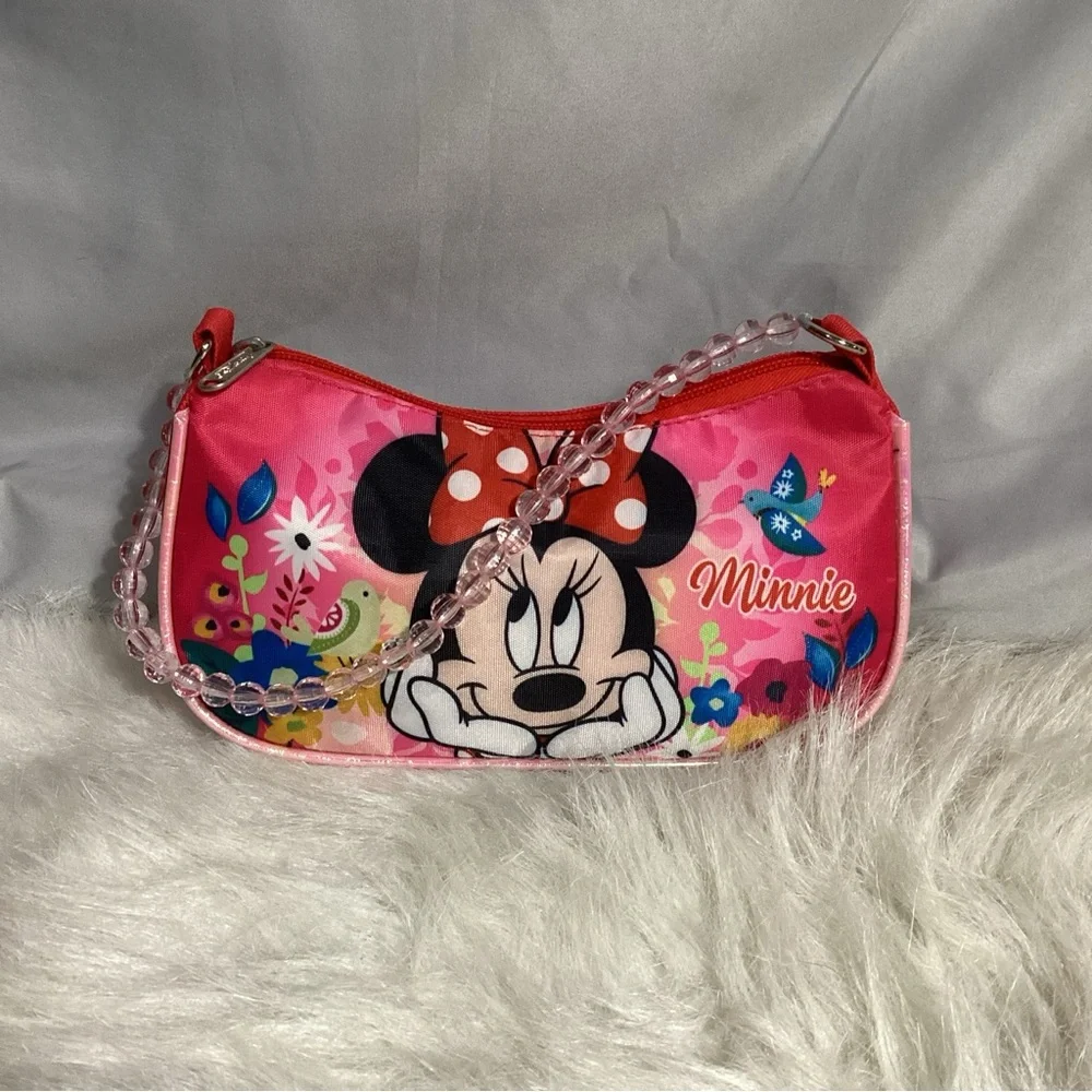 Disney Minnie Mouse Child’s Shoulder Handbag w/ Beaded Strap EUC